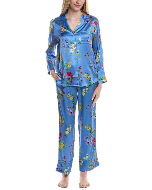 Petite Plume Blue 2Pc Silk Pajama Set