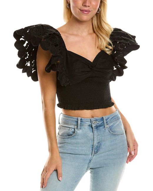 Tracy Reese Black Crop Top
