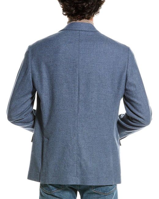 Brunello Cucinelli Blue Wool, Silk & Cashmere-blend Blazer for men