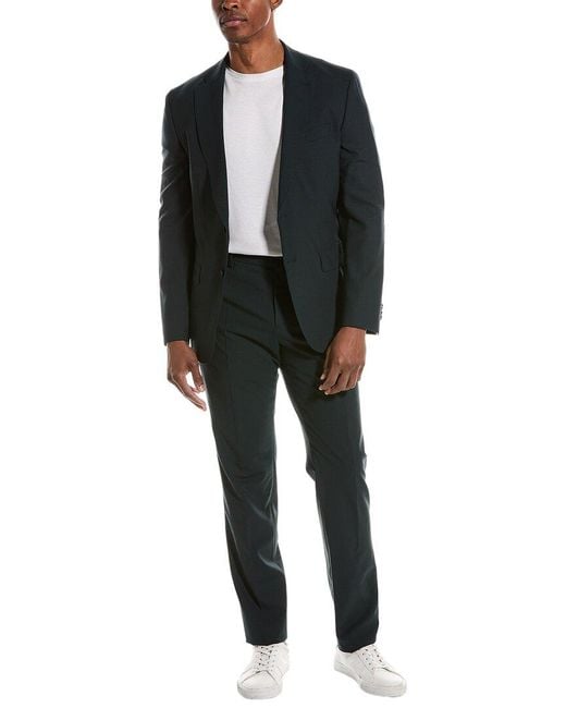 Boss Black Slim Fit Wool-blend Suit With Flat Front Pant for men