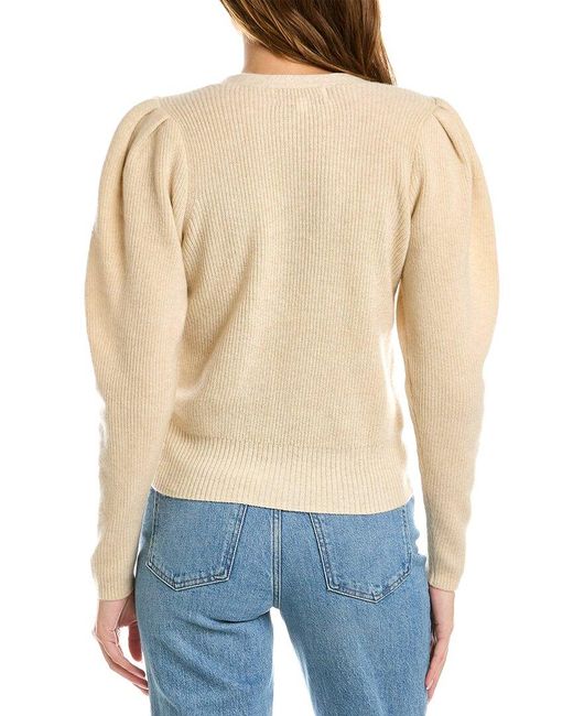 Design History Blue Puff Sleeve Cashmere Sweater