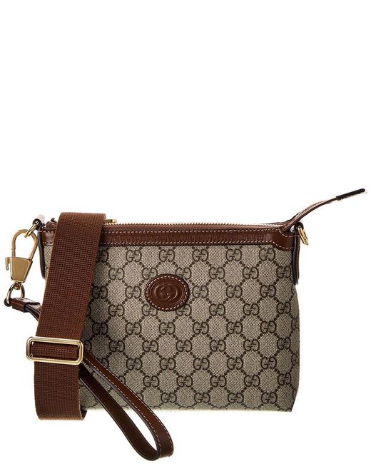 Gucci Gg Supreme Canvas Leather Pouch in Brown Lyst UK