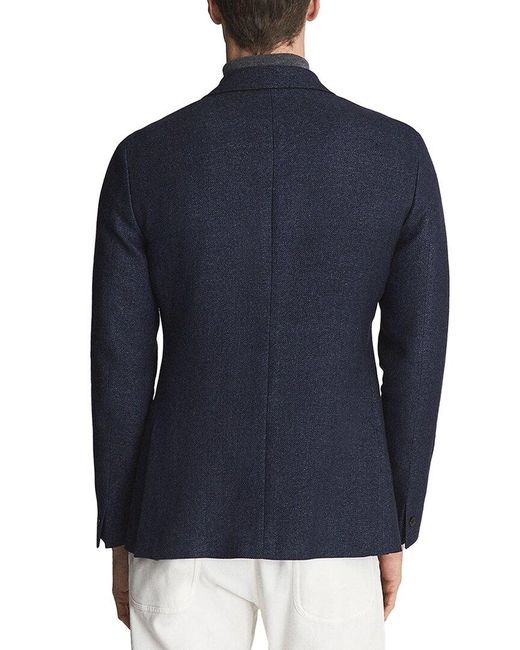Reiss Blue Amalfi Wool & Linen-Blend Suit Jacket for men