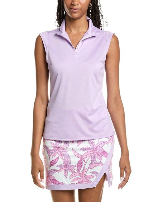 Stella Parker Purple Mock Zip Knit Top