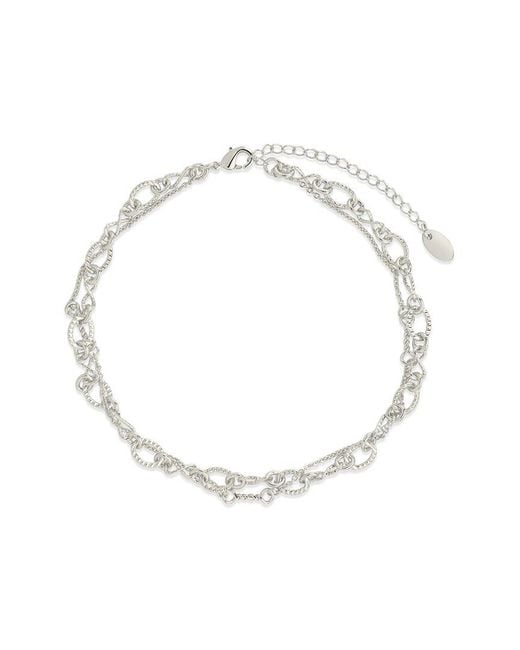 Sterling Forever White Radella Layered Chain Ankle Bracelet