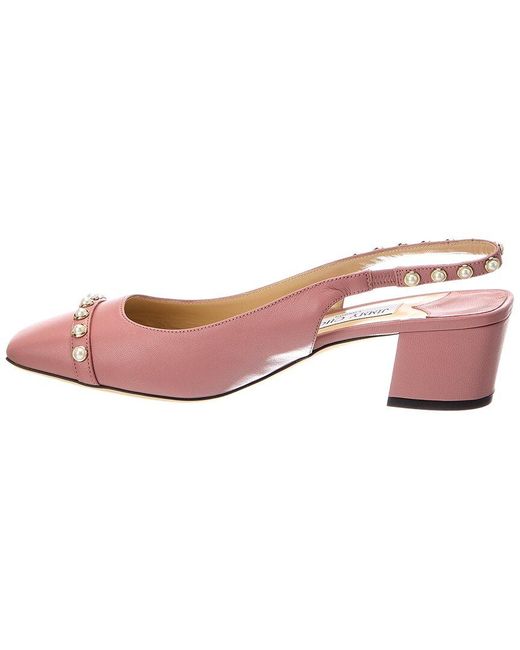 Jimmy Choo Pink Hya 45 Leather Slingback Pump