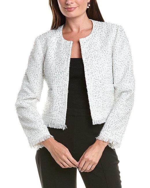 St. John Gray Crewneck Edge To Edge Jacket