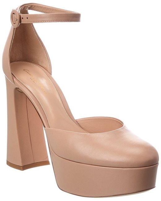 Gianvito Rossi Natural Holly D'Orsay Leather Platform Pump