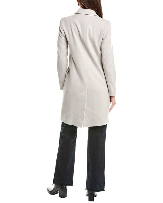 Fleurette White Wool Reefer Coat