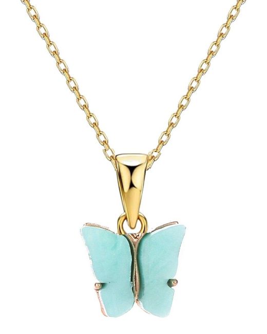 Liv Oliver Metallic 18k Plated Carved Butterfly Necklace