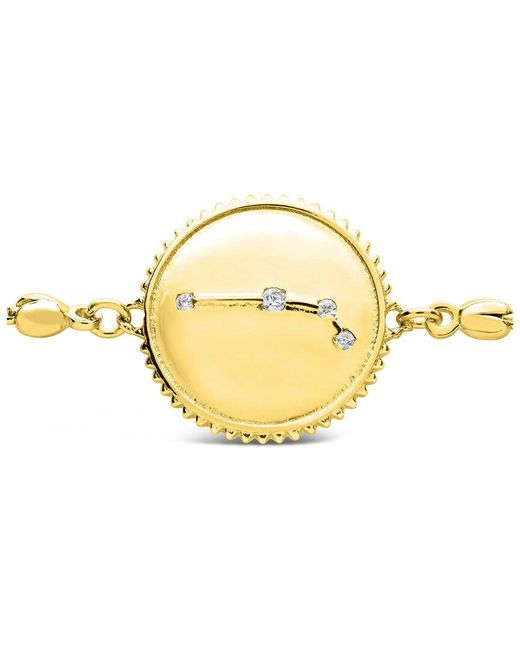 Sterling Forever Metallic 14k Over Silver Cz Aries Disc Bolo Bracelet