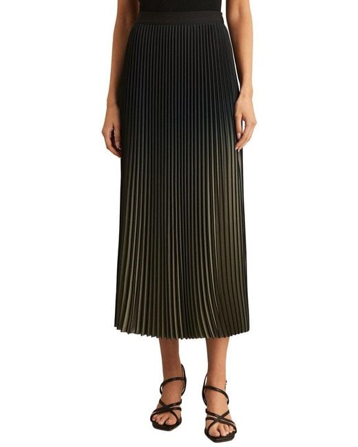 Reiss Black Marlie Pleated Maxi Skirt