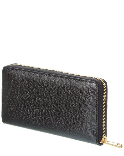 Gucci Black Script Logo Leather Zip Around Wallet