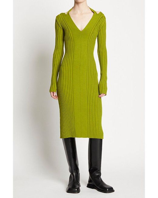 Proenza Schouler Green Knit Halter Wool-blend Dress