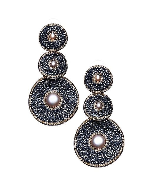 Eye Candy LA Black Moon Shadow Pearl And Hematite Earrings