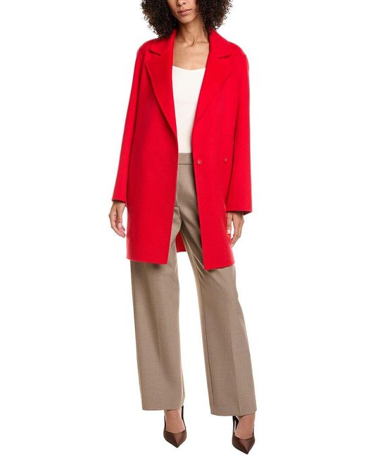 Theory Red Wool & Cashmere-Blend Boy Coat