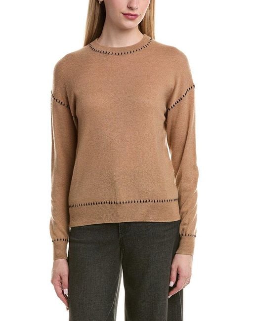Bruno Magli Black Whipstitch Wool & Cashmere-Blend Sweater