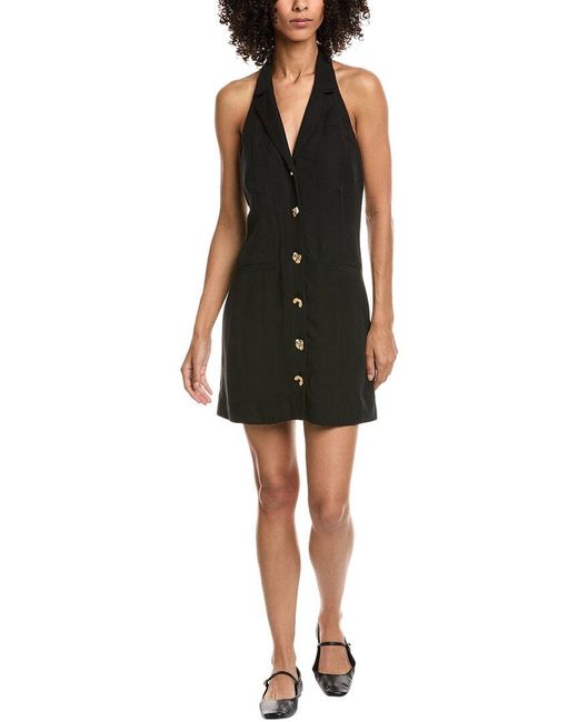 Ba&sh Black Gelsy Linen-Blend Halter Dress