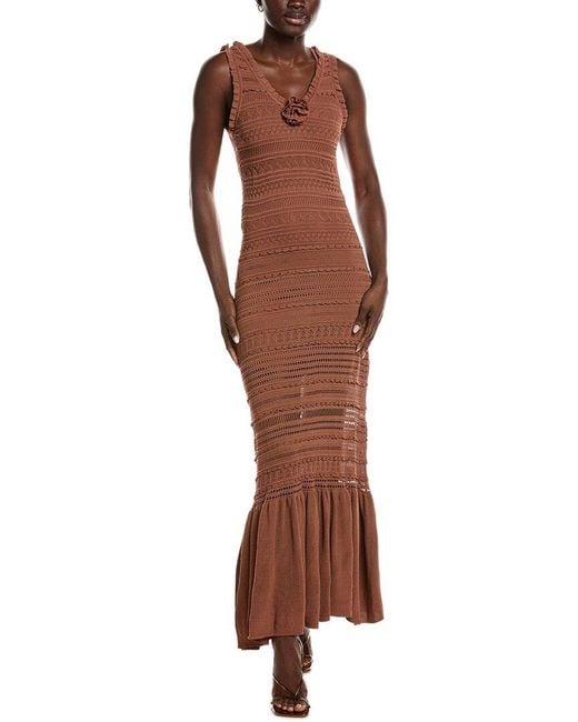 Sandro Brown Knit Maxi Dress