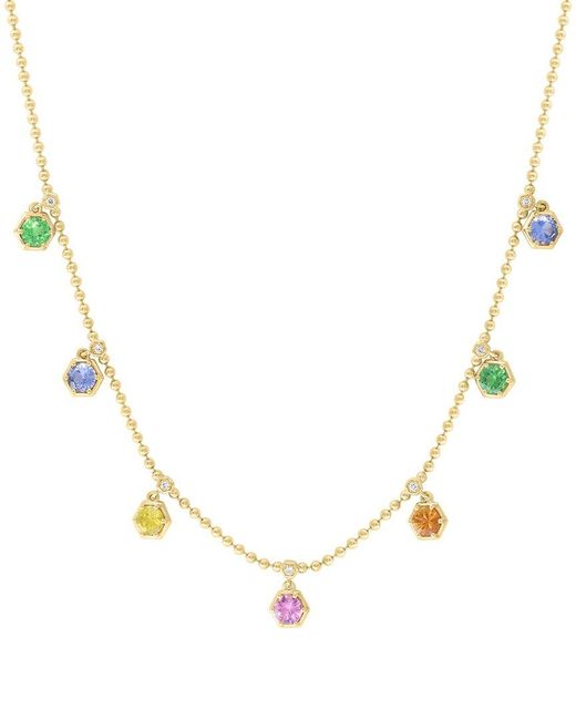 Effy Fine Jewelry Metallic 14k 2.14 Ct. Tw. Diamond & Multi Sapphire, Tsavorite Necklace