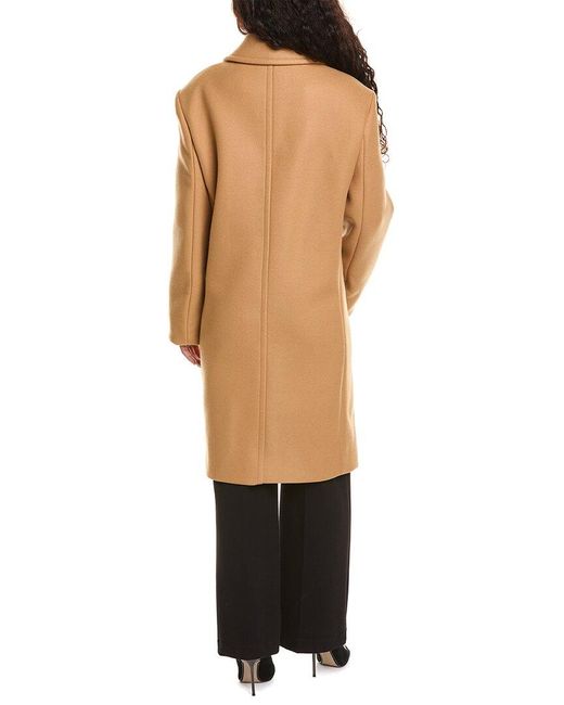Michael Kors Multicolor Reefer Slit Sleeve Wool Coat