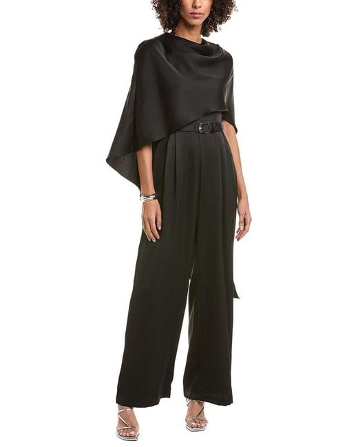 Halston Heritage Black Paulette Crepe Jumpsuit