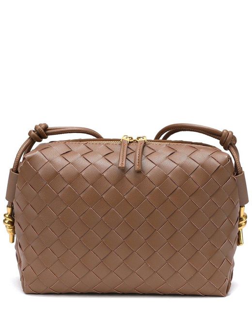 Tiffany & Fred Paris Brown Large Hand-Woven Leather Crossbody