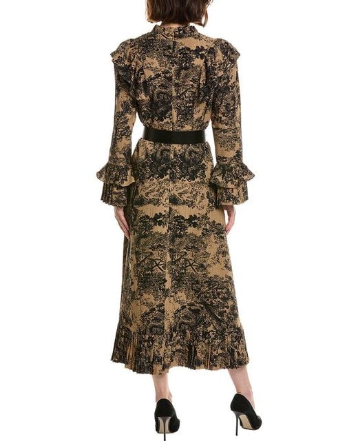 Pascale La Mode Natural Tie Neck Bell Sleeve Midi Dress