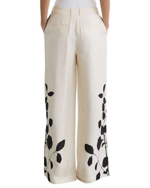 Reiss White Delilah Jacquard Printed Wide Leg Trouser