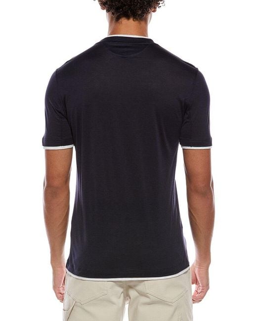 Brunello Cucinelli Black Silk-Blend T-Shirt for men