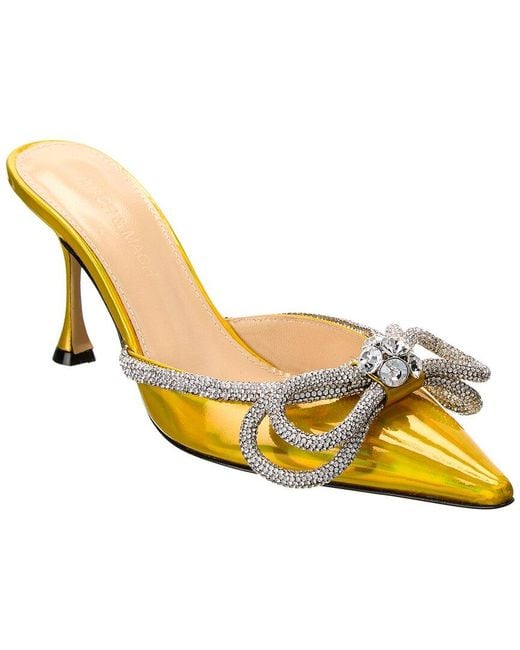 Mach & Mach Yellow Double Bow Leather Mule