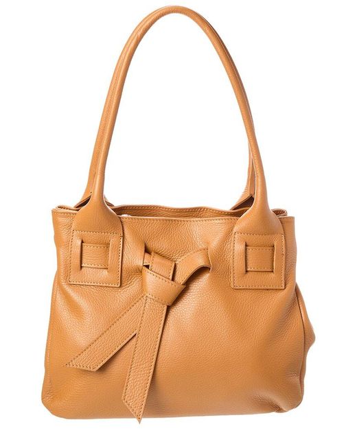 Persaman New York Brown Lucy16 Small Leather Shoulder Tote