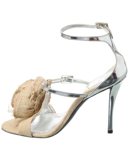 Roger Vivier Metallic Burlap & Leather Sandal