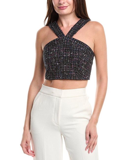 Sandro Blue Tweed Halter Top
