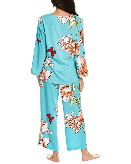 Natori Blue 2pc Wild Poppy Pajama Set