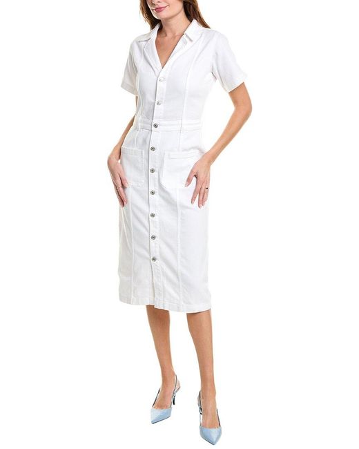 7 For All Mankind White Patch Pocket Midi Dress