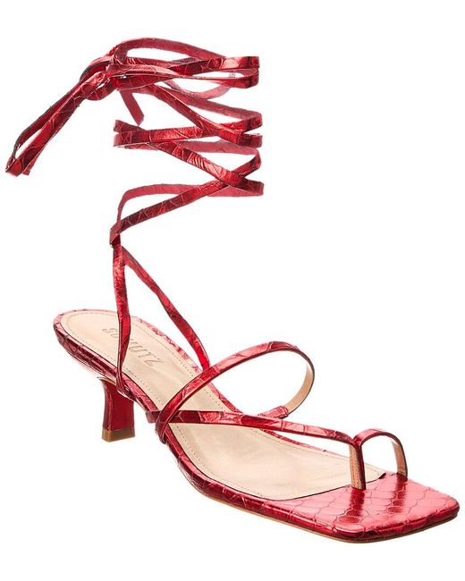 SCHUTZ SHOES Pink Lily Mid Leather Sandal