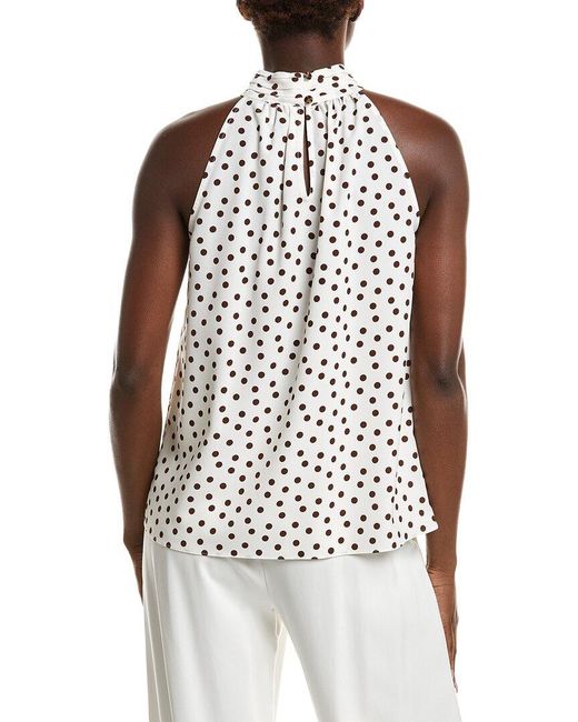 Anne Klein White Shirred Neck Blouse