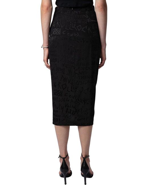 Zadig & Voltaire Black Jamelia Jac Manifesto Silk Skirt