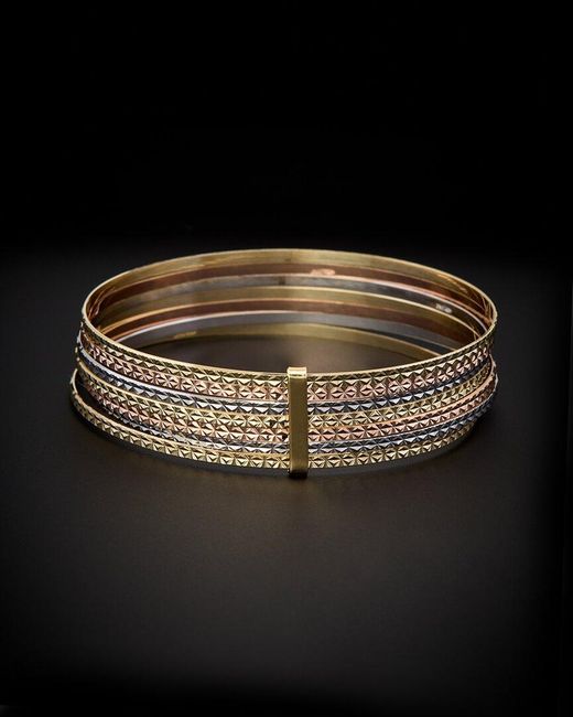 Italian Gold Black 14k Italian Tri-tone Gold 7-days Bangle