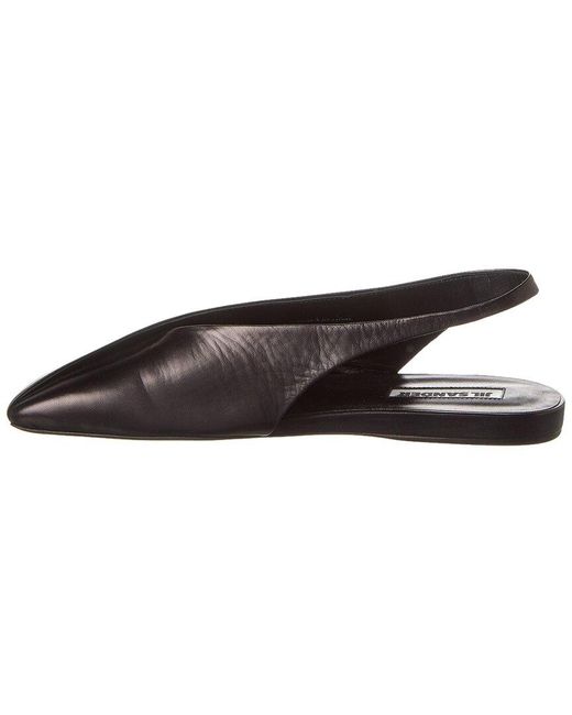 Jil Sander Black Leather Slingback Ballerina Flat