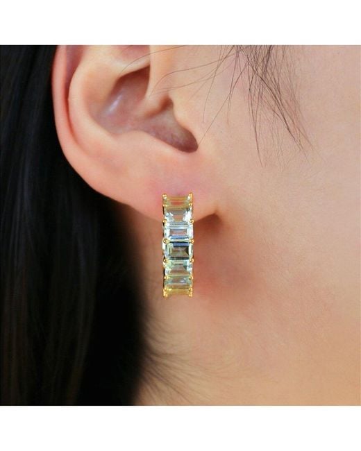 Nina Zhou Jewelry Metallic 14K 19.90 Ct. Tw. Aquamarine Hoop Earrings