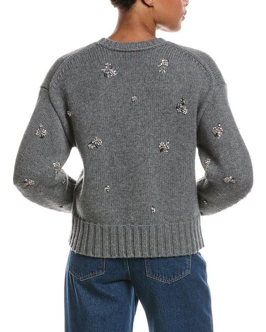Jonathan Simkhai Gray Coraline Crewneck Wool & Cashmere-Blend Sweater