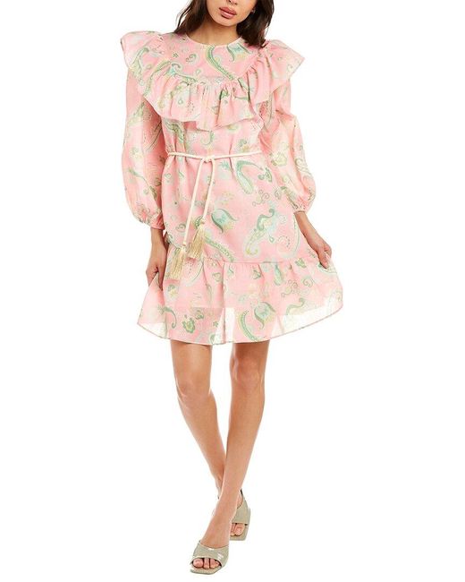 Beulah London Pink Belted Mini Dress