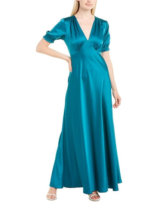 Diane von Furstenberg Blue Avianna Soft Satin Gown