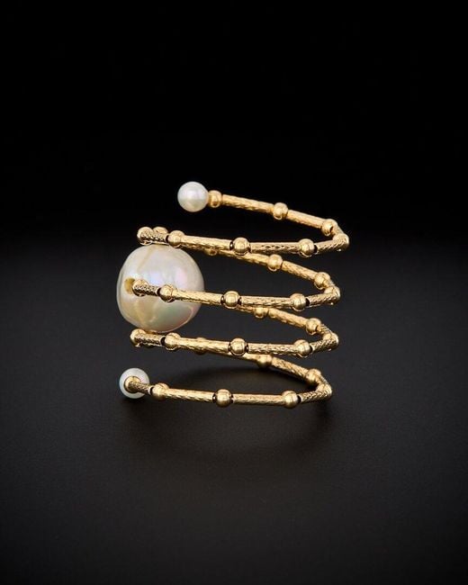 Italian Gold Black 18k Pearl Ring