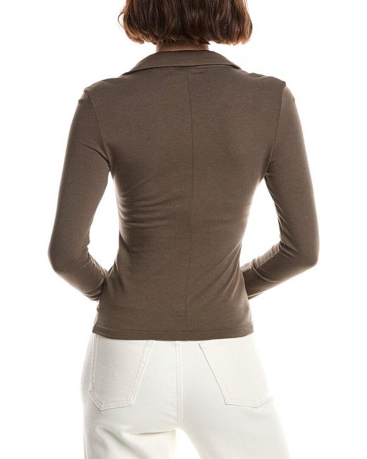 Rag & Bone Brown Lucy Ruched Polo Shirt
