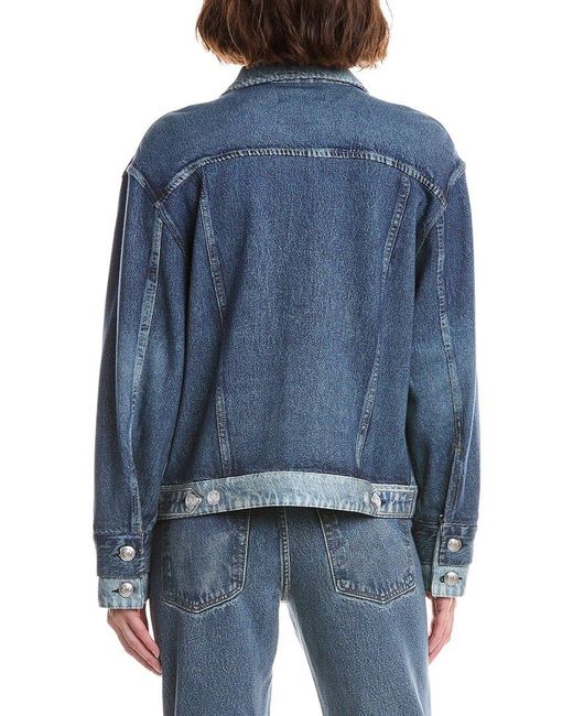 Rag & Bone Blue Miramar Combo Terry Oversized Trucker Jacket