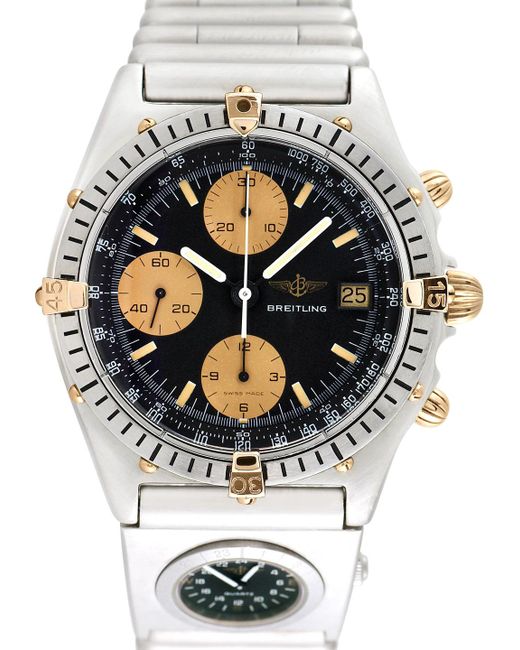 Breitling Black Vintage Breitling Chronomat Dual Time Stainless Steel & 18k Yellow Gold Watch, 40mm for men