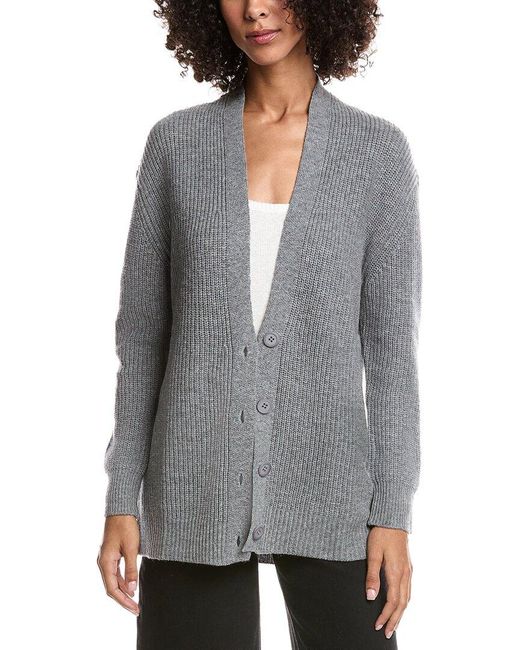 Forte Gray Boyfriend Wool & Cashmere-Blend Cardigan